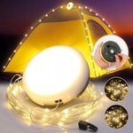 Akkumulátoros LED-es kempinglámpa 10m-es beépített ledszalaggal - meleg fényű, IPX4 vízállósággal fotó