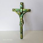 Zsolnay eozin feszület – 32 cm arany-zöld irizáló, gyűjtői kerámia darab fotó