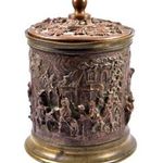 XIX. sz. vége DOMBOR KÖR JELENETTEL BRONZ ÉS RÉZ DOBOZ X fotó