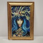 MARZO kaposvári festő – Kék női portré, olajfestmény arany keretben fotó