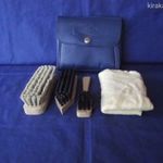 Régi retro cipőtisztító készlet műbőr táskában / szinte új fotó