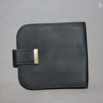 Új, valódi bőr, kézműves, fekete, kis , klasszikus pénztárca fotó