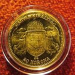 FERENC JÓZSEF 20 KORONA 1912 KB ARANY: 6, 77g/900 UNC fotó