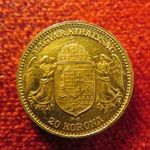 FERENC JÓZSEF 20 KORONA 1908 KB ARANY: 6, 77g/900 RITKÁBB ÉVJÁRAT kiv fotó