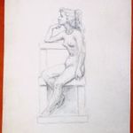 Kortárs magyar festmény, tanulmányrajz , 28 x 20 cm , olvashatatlan jelzéssel. fotó