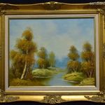 ŐSZI TÁJ IMPOZÁNS NEOBAROKK KERETBEN , OLAJ FESTMÉNY X fotó