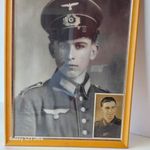 II. világháborús német katona fotó, Hitler-korszak, eredeti portré fakeretben fotó