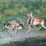 Dámok viadala c. Kortárs olajfestmény fotó