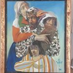 Volkov Mihail szép több alakos festménye 78x92 cm kerettel fotó