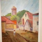 Czóbel Béla -Szentendrei életkép- gyönyörű régi olajfestmény -1Ft! Nincs minimálár! fotó