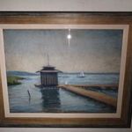 Vaszary János - Magányos hölgy a kikötőben - gyönyörű régi festmény -1Ft! Nincs minimálár! fotó