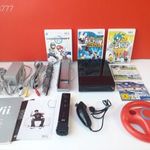 Eredeti Nintendo Wii konzol 5db játékkal és kiegészítőkkel remote motion plus !! Mario Kart + ... fotó