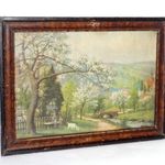 E. ZIEGLER FESTMÉNYÉNEK NYOMATA , HANGULATOS FALUSI ÉLETKÉP fotó