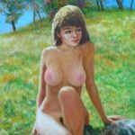 Akt * Olajfestmény. 40x30 cm * Hüse * Jegyzett * Meghívó * fotó