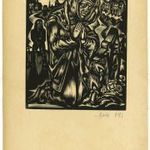 Mata János (1907-1944), könyvillusztráció, Toldi VII. ének, fametszet, a művész ceruzás autográf a fotó