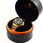 HENRY JAY ... ARANYOZOTT KÉK SZÁMLAPOS TIPP-TOPP FÉRFI KARÓRA DOBOZÁBAN X fotó