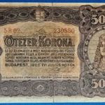 1923 -as 5.000 - ÖTEZER -Korona bankó Magyar Pénzjegynyomda jelöléssel !!! VG+ (L4622) fotó