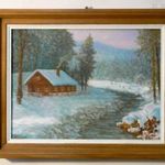 Téli táj patakkal * 30x40 cm * Hüse János * Jegyzett * Meghívó * fotó