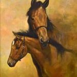 CZINEGE ZSOLT : LOVAK ... JELZETT OLAJ FESTMÉNY MASSZÍV ÉS ELEGÁNS FA KÉPKERETBEN ! fotó