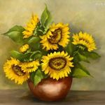 NAPRAFORGÓ CSENDÉLET , OLAJ FESTMÉNY MASSZÍV FA KERETBEN fotó