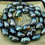 ékszer gyöngy Tahiti feketegyöngysor >> New 8-9 mm natural baroque Tahitian black pearl necklace AA+ fotó