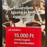 Eladó Borbáró kupon - 15.000Ft értékű kupon bor vásárlásához fotó