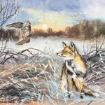 Elröppent c. Rókás olajfestmény fotó