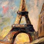 Akril festmény - Naplemente az Eiffel-torony tövében 70x50 Cm fotó