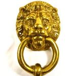 MASSZÍV RÉZ OROSZLÁN FIGURÁLIS AJTÓKOPOGTATÓ X fotó