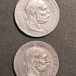 2 DARAB FERENC JÓZSEF EZÜST 5 KORONA 1900. 1 FORINTRÓL!! fotó