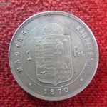 FERENC JÓZSEF 1 FORINT 1870 GYF EZÜST: 12, 3g nsz, csiszolt, javított perem ! fotó