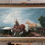 Hatalmas Najgyanov Vladimír szép zsűrizett lovas festménye 142x91 cm kerettel fotó