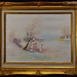 KISASSZONYOK A TÓ PARTJÁN ... POSZT IMPRESSZIONISTA STÍLUSBAN OLAJ FESTMÉNY X fotó