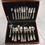 ELEGÁNS PONTSOROS MINTÁVAL SHEFFIELD EZÜSTÖZÖTT EVŐESZKÖZ KÉSZLET DOBOZBAN X fotó