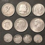 10 DARABOS VEGYES KÜLFÖLDI EZÜST ÉRME GYÜJTEMÉNY! 1 FORINTRÓL! fotó