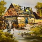 BUBELÉNYI LÁSZLÓ (1953-2018) VÍZIMALOM ... EREDETI PAZAR OLAJ FESTMÉNY ! fotó