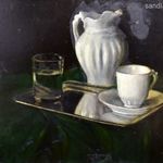 CZENE BÉLA (1880-1944) CSENDÉLET KÁVÉS CSÉSZÉVEL ! fotó