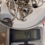 Ezüst ékszer, nyakláncok, karláncok, fülbevalók, gyűrűk. 49 gramm+kaucsuk karkötő fotó