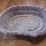 Cica kutya fekhely / Szürke-rózsaszín szívecskés plüss frottír anyagból fotó