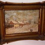 Rudnay Gyula, Falusi életkép, szép régi olajfestmény, 1 forintról, minimálár nélkül! fotó