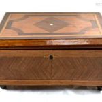 XIX. SZ. VÉGE ANTIK MASSZÍV FA INTARZIÁS DOBOZ ! fotó