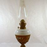 ANTIK SZECESSZIÓS VAS TALPAS PETRÓLEUMLÁMPA ! fotó