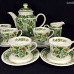 DEKORATÍV ZÖLD VIRÁG MINTÁS ANGOL FAJANSZ TEÁS KÉSZLET ! fotó