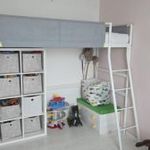 VITVAL Galériaágy keret, fehér/világosszürke, 90x200 cm fotó