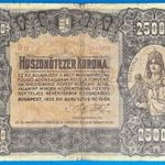 1922 -es HUSZONÖTEZER - 25000 - Korona bankó Orell Füssli nyomdahellyel!!! Ritkább!!! VG (L1031) fotó