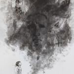 "Rémálom" fekete tus festmény 35x50 cm fotó