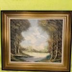 NAGYOBB MÉRETŰ OLAJ VÁSZON FESTMÉNY, ÁLOMSZÉP TÁJKÉP , SZÉP KERETBEN fotó