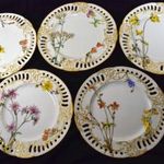 1910 KÖRÜL MESESZÉP ÁTTÖRT MINTÁS ARANYOZOTT PIRKENHAMMER PORCELÁN TÁNYÉR SZETT X fotó