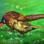 XX. SZ MAGYAR FESTŐ : FÁCÁNOK ! OLAJ FESTMÉNY DEKORATÍV KERETBEN ! fotó