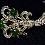 OLIVIN DRÁGAKÖVEKKEL ... PAZAR RÉGI MARKAZITOS EZÜST BROSS X fotó